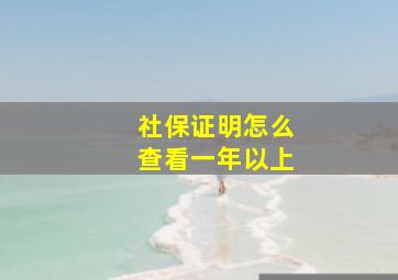 社保证明怎么查看一年以上