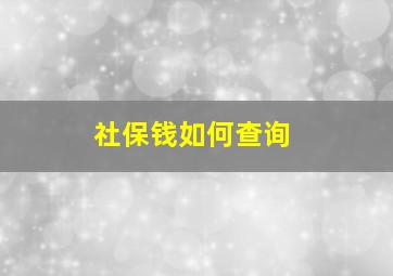 社保钱如何查询