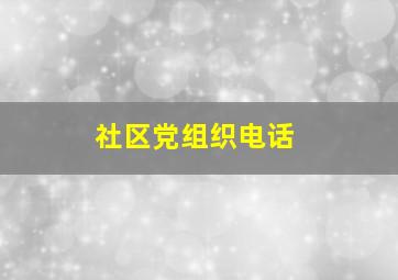 社区党组织电话