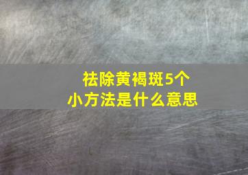 祛除黄褐斑5个小方法是什么意思