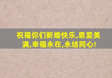 祝福你们新婚快乐,恩爱美满,幸福永在,永结同心!