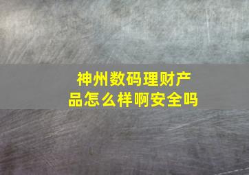 神州数码理财产品怎么样啊安全吗