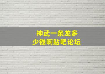 神武一条龙多少钱啊贴吧论坛