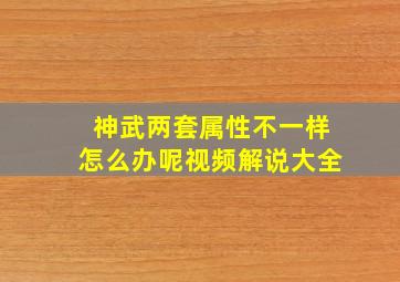 神武两套属性不一样怎么办呢视频解说大全