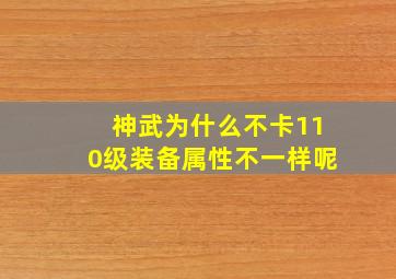 神武为什么不卡110级装备属性不一样呢