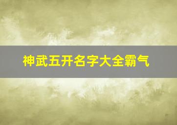 神武五开名字大全霸气