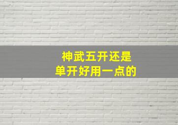 神武五开还是单开好用一点的