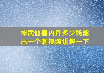 神武仙兽内丹多少钱能出一个啊视频讲解一下