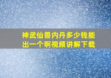 神武仙兽内丹多少钱能出一个啊视频讲解下载