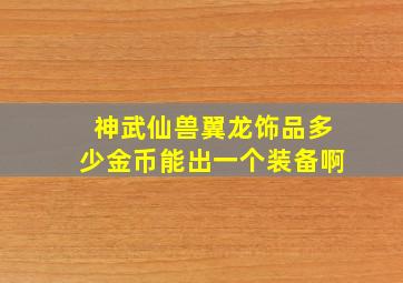 神武仙兽翼龙饰品多少金币能出一个装备啊