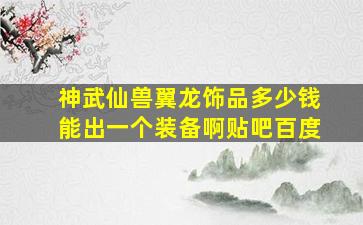 神武仙兽翼龙饰品多少钱能出一个装备啊贴吧百度