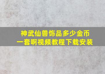 神武仙兽饰品多少金币一套啊视频教程下载安装