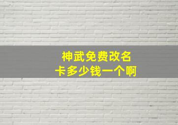 神武免费改名卡多少钱一个啊