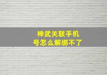 神武关联手机号怎么解绑不了