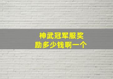 神武冠军服奖励多少钱啊一个