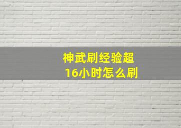 神武刷经验超16小时怎么刷