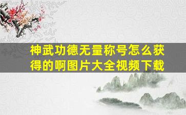 神武功德无量称号怎么获得的啊图片大全视频下载