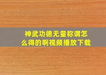 神武功德无量称谓怎么得的啊视频播放下载