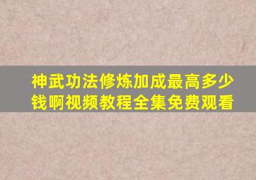 神武功法修炼加成最高多少钱啊视频教程全集免费观看