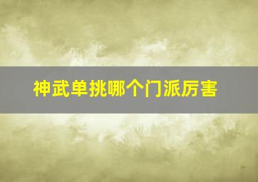 神武单挑哪个门派厉害