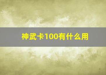 神武卡100有什么用