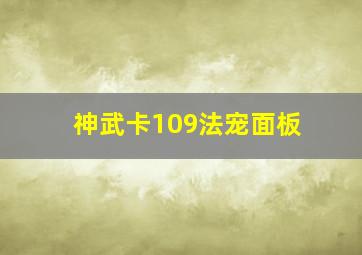 神武卡109法宠面板