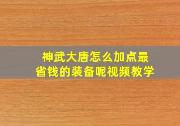 神武大唐怎么加点最省钱的装备呢视频教学