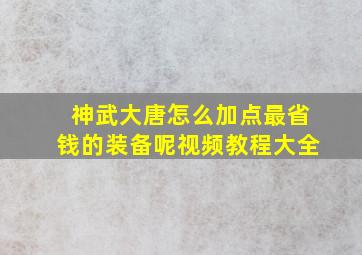 神武大唐怎么加点最省钱的装备呢视频教程大全