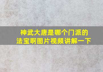 神武大唐是哪个门派的法宝啊图片视频讲解一下