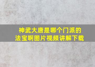 神武大唐是哪个门派的法宝啊图片视频讲解下载