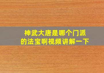 神武大唐是哪个门派的法宝啊视频讲解一下