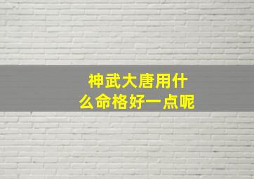 神武大唐用什么命格好一点呢