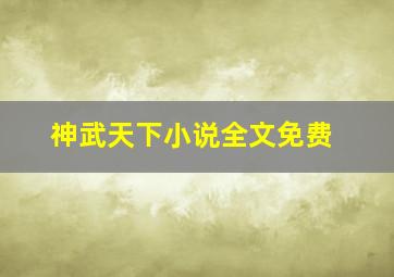 神武天下小说全文免费