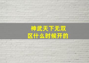 神武天下无双区什么时候开的