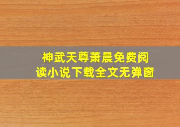 神武天尊萧晨免费阅读小说下载全文无弹窗