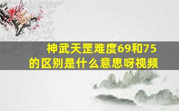 神武天罡难度69和75的区别是什么意思呀视频