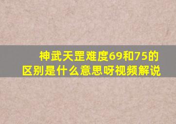 神武天罡难度69和75的区别是什么意思呀视频解说