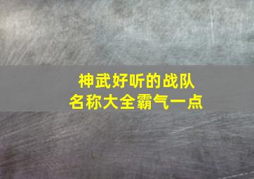 神武好听的战队名称大全霸气一点