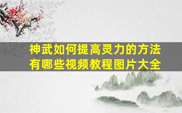 神武如何提高灵力的方法有哪些视频教程图片大全