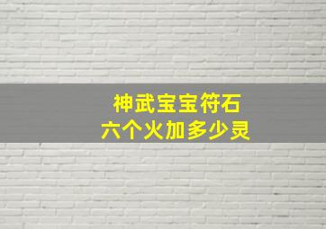 神武宝宝符石六个火加多少灵