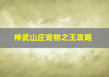 神武山庄宠物之王攻略