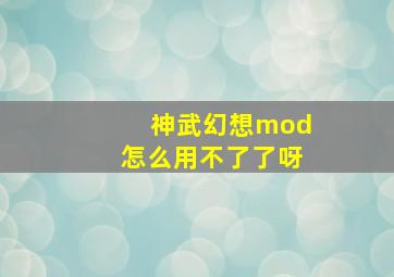 神武幻想mod怎么用不了了呀