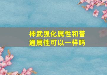 神武强化属性和普通属性可以一样吗