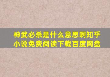 神武必杀是什么意思啊知乎小说免费阅读下载百度网盘