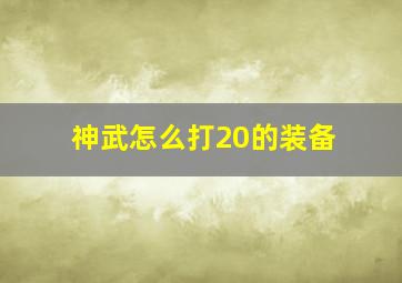 神武怎么打20的装备