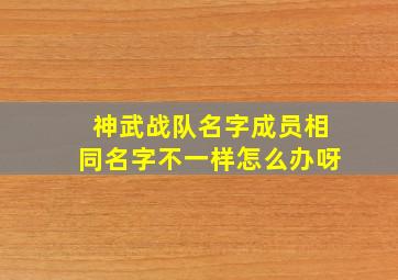 神武战队名字成员相同名字不一样怎么办呀