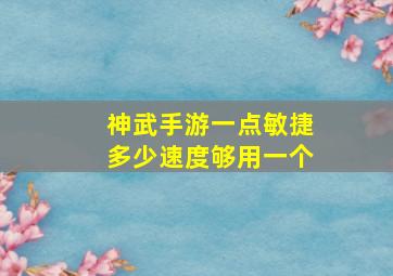 神武手游一点敏捷多少速度够用一个