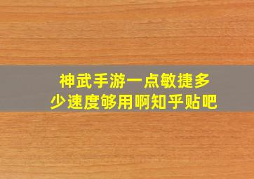 神武手游一点敏捷多少速度够用啊知乎贴吧