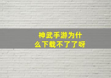 神武手游为什么下载不了了呀