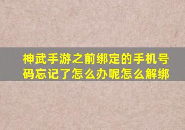 神武手游之前绑定的手机号码忘记了怎么办呢怎么解绑